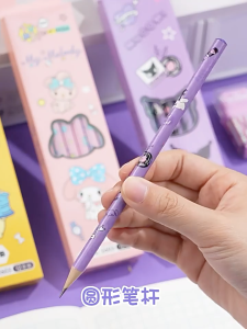 Pensel Pencil HB 12PCS Cartoon Kuromi Cute Student Writing Drawing Sketching Stationery Box Pencils