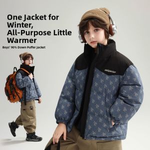 Ask Junior | Full Print Hooded Boys Down Jacket 90% Feather Filling