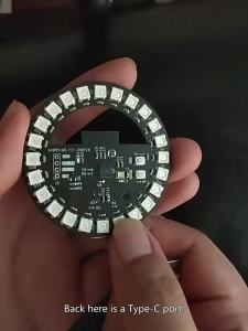 ESP32-C3 Development Board WS2812B RGB Ring Light 24 LED 5 Light Effects Type-C 5V Atmosphere Light with Source Code