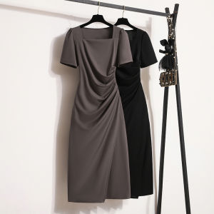 AIYITI | Plus Size Slimming Black Concealing Casual Dress