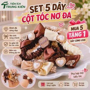 Set 5 dây cột tóc nơ đính đá cao cấp - Mua 5 tặng 1 - Nơ sang trọng đính đá sáng bóng ôm tóc chắc chắn mềm mại không gây đau.