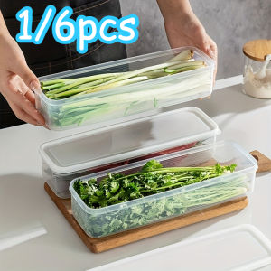 1/6PCS Refrigerator Storage Boxes Scallions Fresh Box Food Container Cold Storage Crisper Sealed Fridge Organiser with Lid Jars