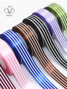 2. 5cm Fashion Stripes Silk Ribbons Colored Ribbons Ribbon Fresh Bouquet Packaging Supplies Flower Shop Material Accessories Cartoon