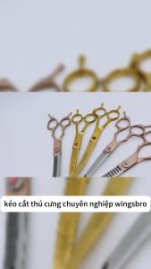 Kéo cắt lông thú cưng Wingsbro 7 inch Kéo cắt tỉa lông chó chuyên nghiệp Kéo cắt lông cong Mịn và bền