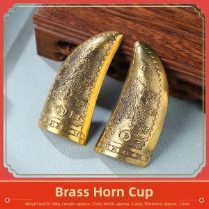 DINGFENGGE | Divination Cup Brass Moon-shaped Double Dragon Design