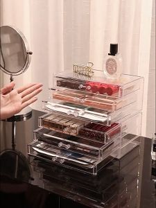 จัดส่งในกรุงเทพฯ COD กล่องเก็บเครื่องสำอาง กล่องใส่เครื่องสำอางค์ กล่องลิปสติก มีลิ้นชัก สามารถซ้อนกันได้ ความจุขนาดใหญ่