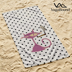 Smoky Pink Cat Luxury Beach Towels Crafted from Combed Cotton Plush and Absorbent Beach Towel or Pool Towels
