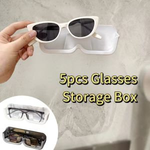 Self-adhesive Wall Mounted Glasses Storage Glasses Holder Plastic Hangable Sunglass Show Stand Shelf for Home Storage Dispay Rac
