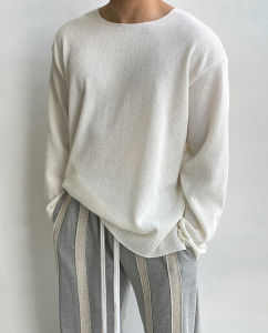 Fashion Tough Guy Low Collar Cut Out Knitted Sweater Mens Ice Silk Breathable and Loose Long Sleeves Outdoor Fitness Sports Sun Protection Clothing