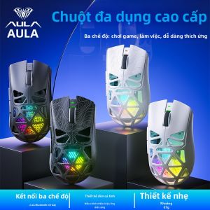 AULA | Chuột chơi game không dây SC620 thiết kế công thái học kết nối 3 chế độ siêu nhẹ khoét lỗ