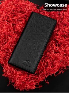 Kangaroo Domain Mens Long Wallet Genuine Leather High Capacity Trendy Brand Multi-Card License Drivers License Cowhide Wallet