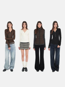 Slim Fit Henry Neck Long Sleeve T-Shirts