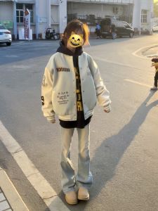 Retro American Sports Jacket Womens Loose Couple Trendy Brand Diamond Embroidery Baseball Uniform Autumn New Style Outerwear