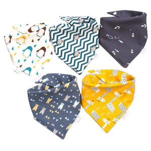 5 Pcs/Lot Baby Bandana Bibs Scarf Burp Cloths Saliva for Newborn Infant Toddler Boys Girls Kids Cartoon Triangle Cotton Bib
