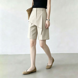 WUQINGWUCAI | High Waist Commuter Style Slim Five-divided Trouser