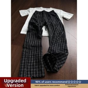Retro Check Trousers Relaxed Loose Breathable  Pants