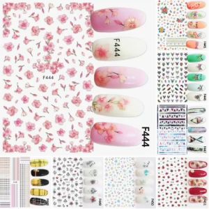 Sticker Dán Móng Tay Họa Tiết Hoa Lá Nhiều Màu Floral Flower /  Lông Vũ / Hình Học / Kẻ Sọc / Hoa Văn Nghê Thuật / Nails sticker Series F – F444