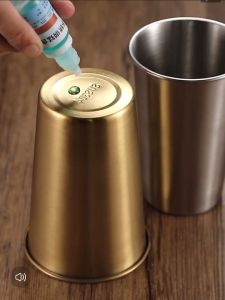 Ly inox trơn Hàn Quốc 304 Chubby Chef đơn giản sang trọng và an toàn cho sức khỏe-màu vàng