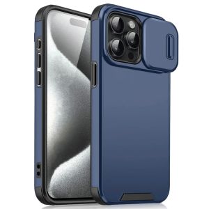 Slide Camera Lens Protection Case For iPhone 16 15 14 11 12 13 Pro Max Plus Solid Color Armor Shockpoof Cover For iPhone 13 Mini