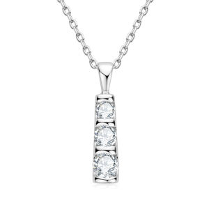 3 Stone Real Moissanite Diamond Necklace for Women 100% Silver Fashion Trend Jewelry Gift