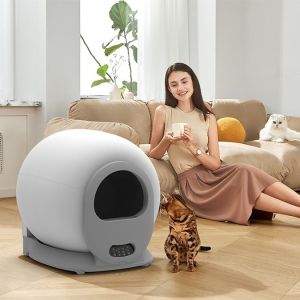 Smart Cat Litter Box Automatic Scooper Electric Cat Litter Boxes Fully-Enclosed Pet Litter Pan APP Remote Control Self-Cleaning Universal Intelligent Cat Litter Tray