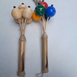 Alat musik Bola lima Marakas krecekan bola goyang tangkai bambu