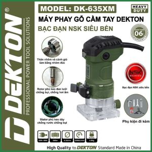 Máy phay gỗ Dekton DK-635XM cốt 6.35mm 580W máy soi mộng đánh cạnh phay rãnh gỗ