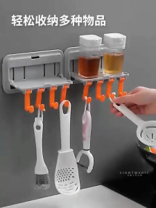 Multifunction Hanger Phone Stand Waterproof Hook Key Hanger Rack Adhesive Wall Mounted Expendable Kitchen