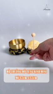 [Amrita] Bộ Chuông Mõ Tụng Kinh Tại Gia Mini - CXNP109 - Chuông mõ tí hon tại gia - Bộ chuông mõ siêu nhỏ