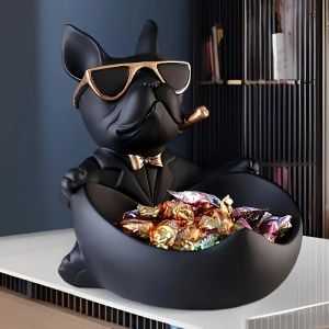 Creative Sunglasses Cool Dog Statue Bulldog Statue Storage Box Animal Decoration Resin Craft Art Statue Home Decoration Gift