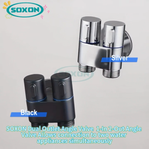 SOXON SUS304 Stainless Steel ANGLE VALVE 2 Way One-in Two-out Angle Valve Bathroom Toilet Washing Machine