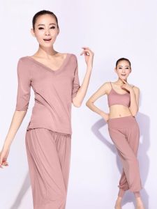 ชุดโยคะผู้หญิง Modal วิ่งฟิตเนส ชุดเต้นรำแขนสั้นหลวมๆ ชุดโยคะแบบสวมหัว ฤดูใบไม้ร่วง/ฤดูหนาว ชุดโยคะแบบสวมหัว