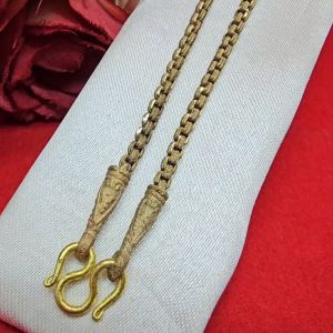 สร้อยคองานดิบทองเหลืองผ่าหวายเหลี่ยมคู่ พ่นทรายตัดลาย ความยาว 24 นิ้ว งานดิบไม่ได้ชุบ ทองเหลืองโบราณ ใส่อาบน้ำได้ พร้อมส่ง