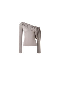 Original Design Long Sleeve Shoulder Bared T Shirt Womens Spring Summer Slimming Street Style Cotton Blend Casual Top