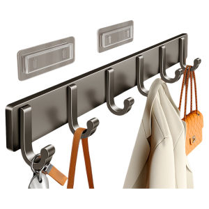 Strong Load Bearing Door Back Hook Wall Mounted Bathroom Kitchen Sticky Hook Clothes Hanger Row for Bedroom Organization
