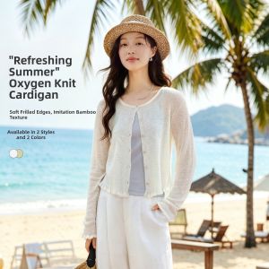 INMAN | V-Neck Lightweight Knitted Cardigan for Summer and Autumn at the Beach