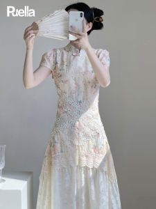 puella | Summer New Chinese Style Waist Cinching Elegant Cheongsam Dress