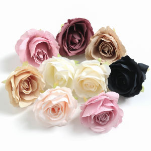 ดอกไม้ปลอมผ้าไหมลายกุหลาบหัวดอกไม้ปลอมบ้านดอกไม้งานแต่งงานตกแต่งผนังของขวัญแบบทำมือสำหรับตกแต่งงานฝีมือดอกไม้จำลอง1ชิ้น