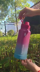 Aguaflask 32oz Tumbler Hot and Cold Free Handle Rope Vacuum Insulated Drinking Water Wide Mouth Aqua