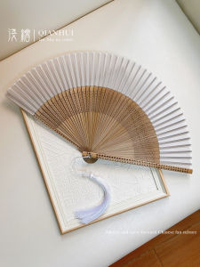 Light Painting Chinese Style Pure Color Plain Square Folding Fan 7-Inch Womens All Bamboo Fan Cheongsam Han Dynasty Summer Blank Foldable