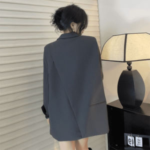 Gray Suit Jacket Womens Spring Autumn 2025 New Korean Version Long Sleeve Professional Versatile Career Small Western Style