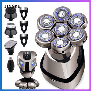 JINGKE multi-function shaver 5-in-1 electric trimmer USB charging IP68 waterproof 7D floating digital beard trimmer shaving machine  beard trimmer for men