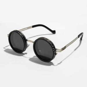 NEW ND2-400 9 Level Adjustable Dimming Sunglasses UV400 ND Filter Round Retro Punk With Glasses Case Fishing Outdoor