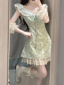 SUSIEYUAN | French Style Beautiful Floral Print Mini Dress Womens Summer New Small Size Waist Cinched A-Line Skirt Sleeveless High Waist