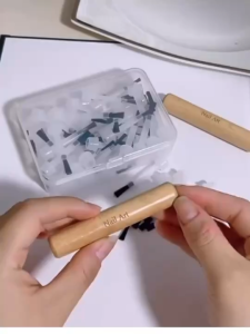 ชุดใส่แปรงทาเล็บแบบไม้ พร้อมปากกาสองหัวสามารถเปลี่ยนหัวเปลี่ยนแปรงเล็บ Liquid Applicators เครื่องมือทําเล็บใหม่