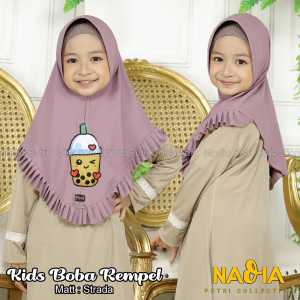 Kerudung anak model terbaru usia 2-8 tahun / Jilbab anak / Hijab anak Boba Rempel bahan airish by Nadia