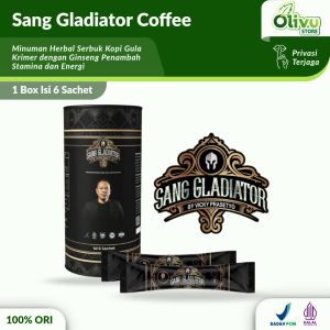 Kopi Sang Gladiator Coffee Original by Vicky Prasetyo Resmi BPOM 1 Kaleng Isi 6 Sachet - Kopi Stamina Pria Herbal