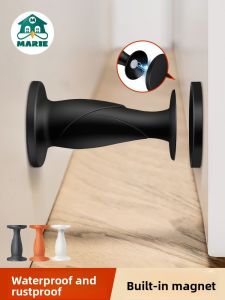 MONLEYTA | Silicone Door Stop Soft Rubber Bathroom Magnetic Quiet Anti-collision No-drilling Required Wall-mounted Door Absorber