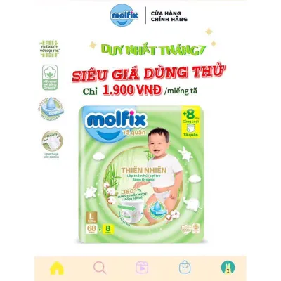 Tã bỉm em bé dán/ quần Molfix 100miếng đủ size XS/S/M/L/XL