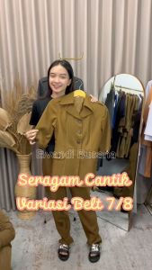 Blazer Wanita Baju Kerja Kantor Seragam PDH PNS Pemda Dinas Guru ASN Wanita Setelan Rok Span Rok A Celana Panjang Kode 6601 Warna Pemda Aceh Khaki Tua Gelap Coklat Tua Gelap